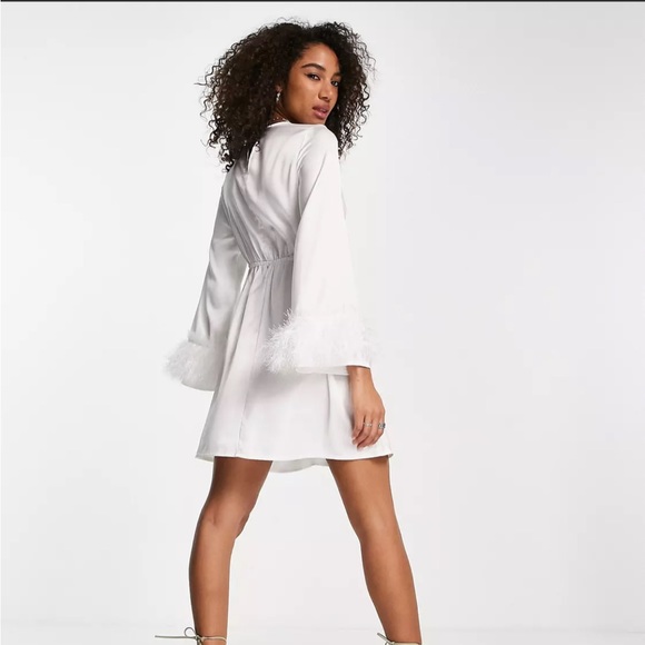 White Feather Bell Sleeve Dress - Picture 3 of 5